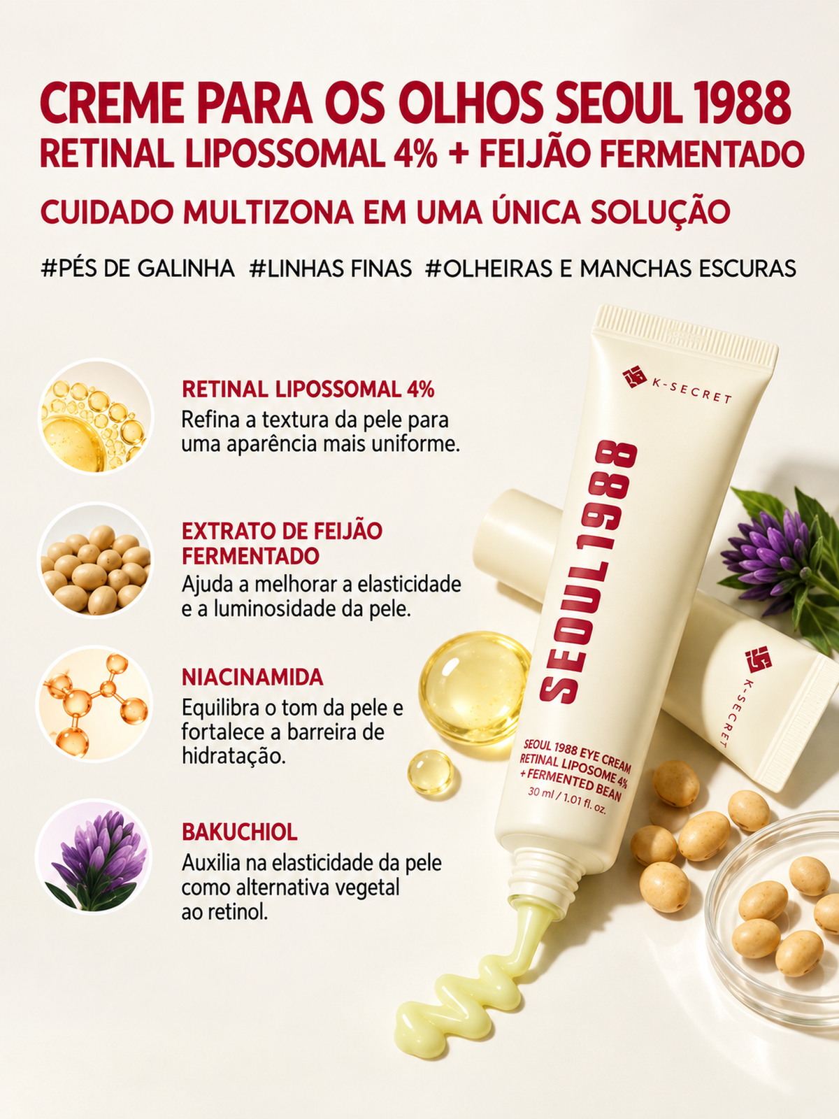 K-Secret Seoul 1988 Eye Cream: Retinal Liposome 4% + Fermented Bean 30ml
