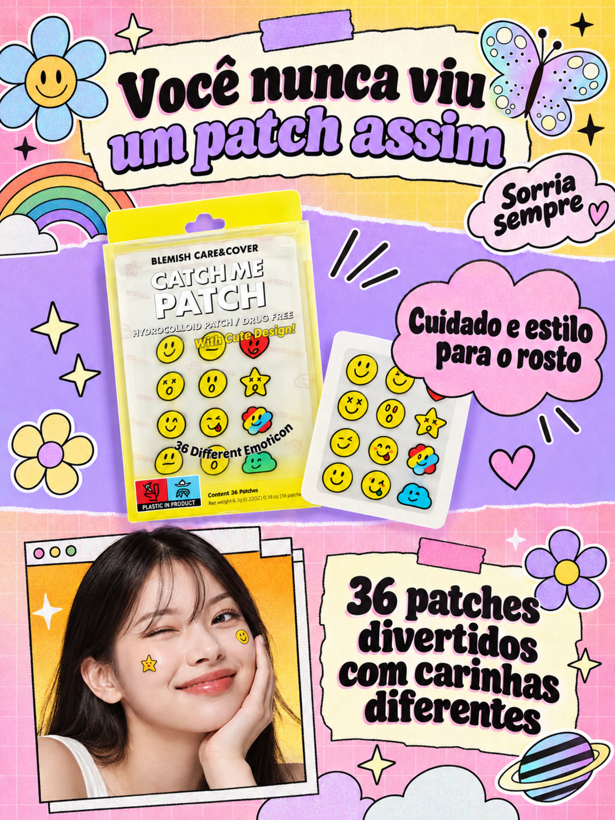 Catch Me Patch Adesivo para Acne Emoticon 36un