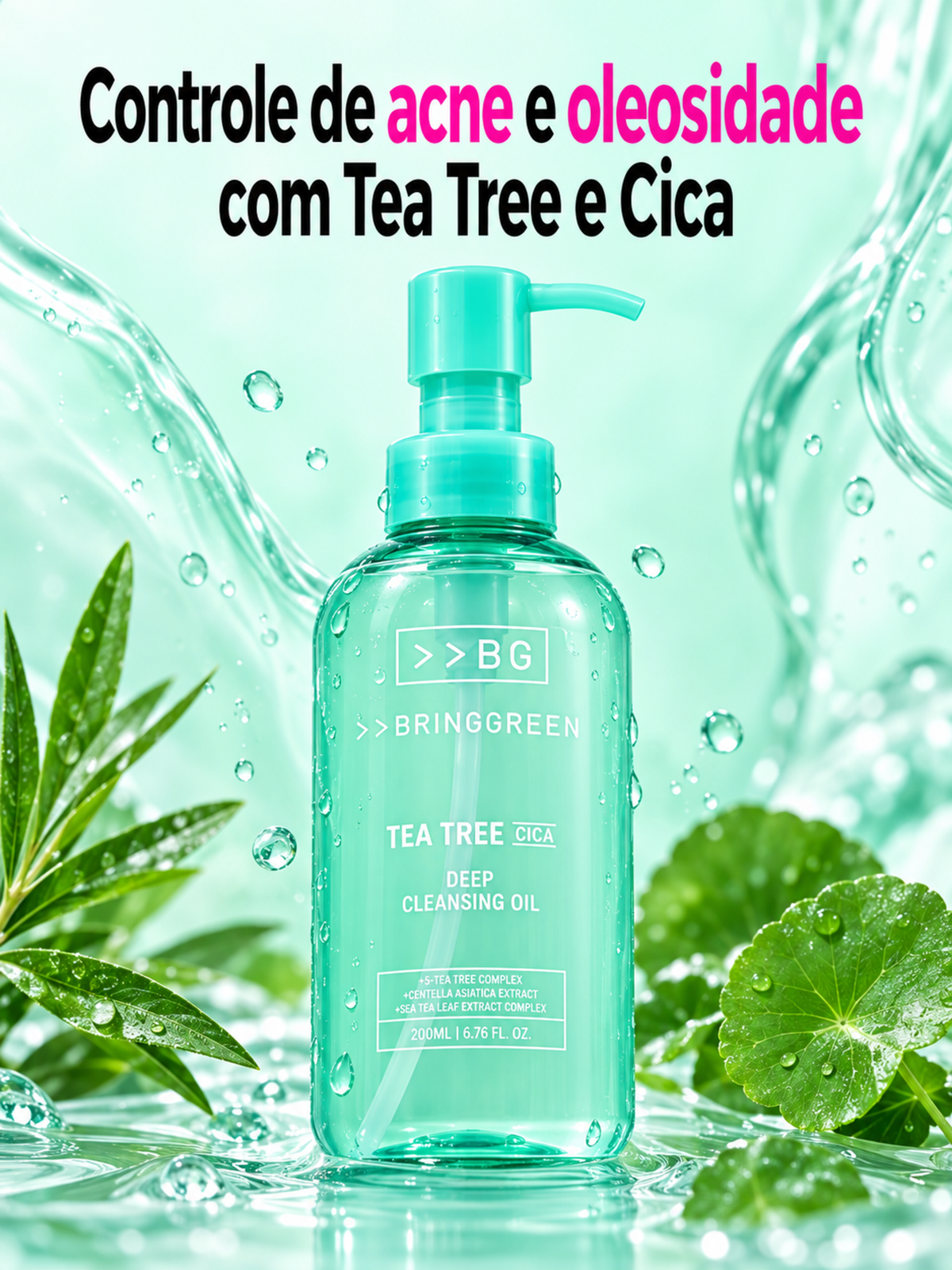 Bringgreen Tea Tree Cica Óleo de Limpeza Facial Profunda 200ml