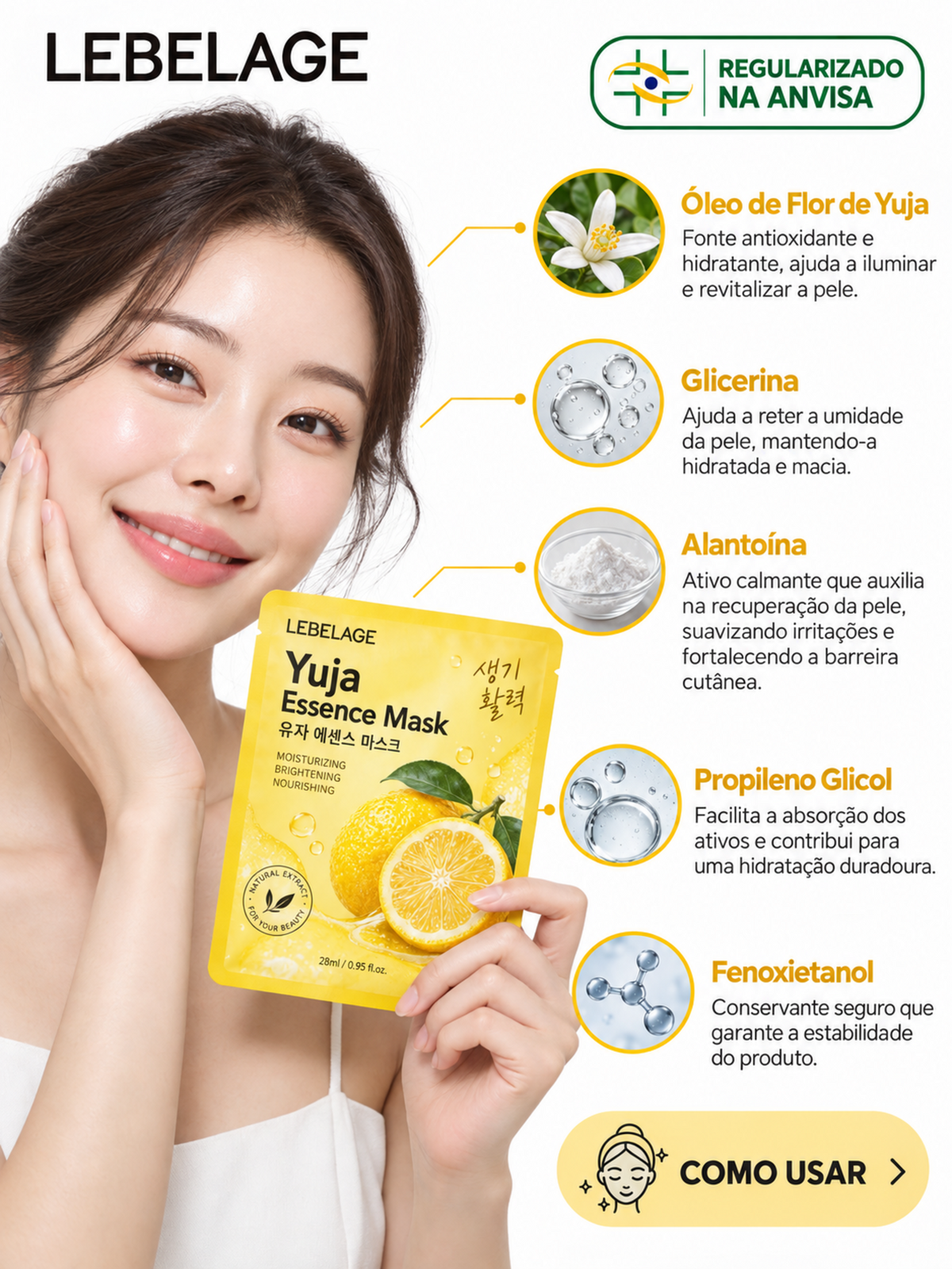 Lebelage Máscara De Hidratação Essência De Yuja 28ml