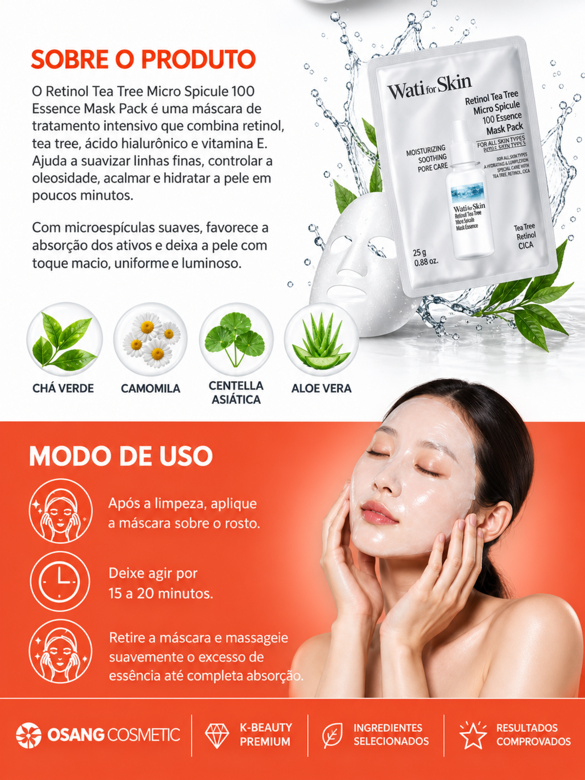 WATI FOR SKIN Retinol Tea Tree Micro Spicule 100 Essence Mask Pack 10x27g