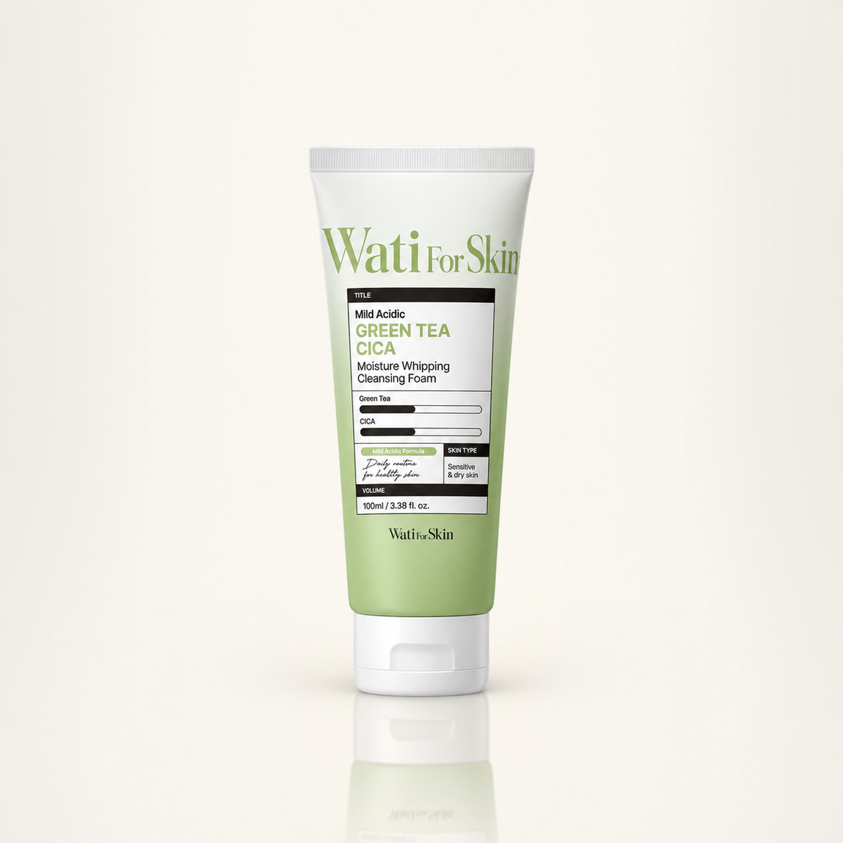 WATI FOR SKIN Mild Acidic Green Tea CICA Moisture Whipping Cleansing Foam 100ml