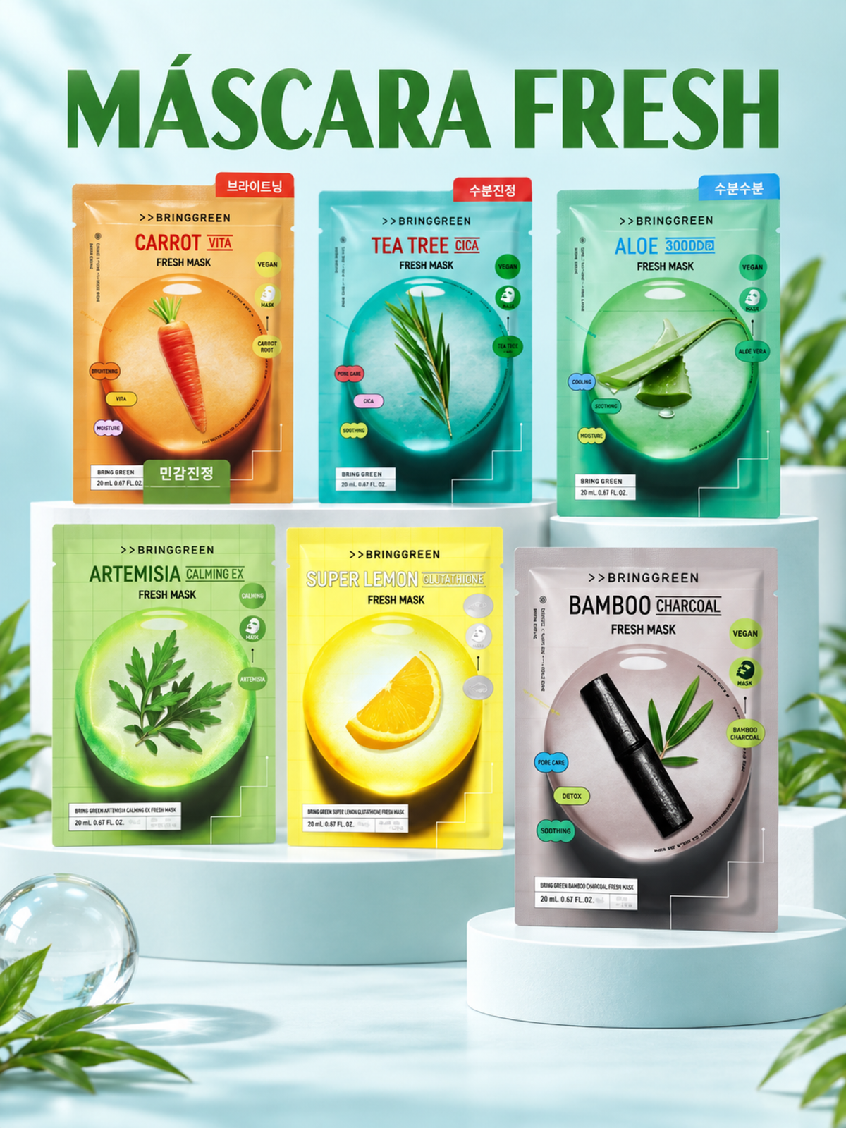 Bringgreen Fresh Mask Carvão de Bambu 20g