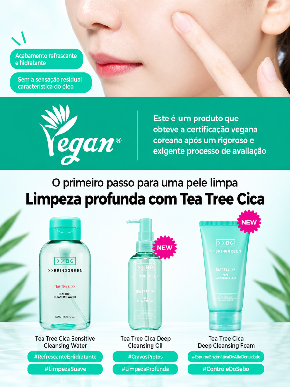 Bringgreen Tea Tree Cica Óleo de Limpeza Facial Profunda 200ml