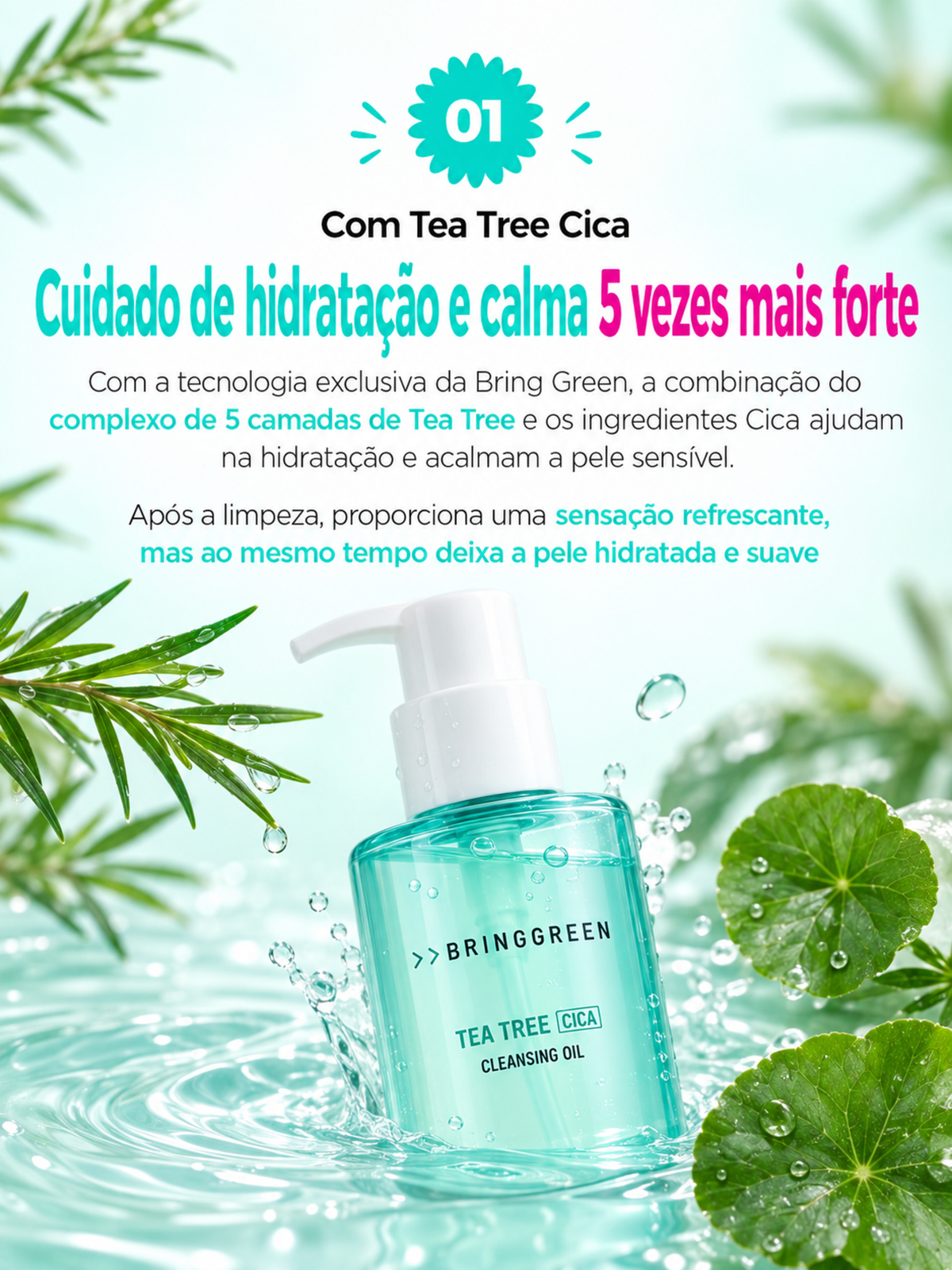Bringgreen Tea Tree Cica Óleo de Limpeza Facial Profunda 200ml