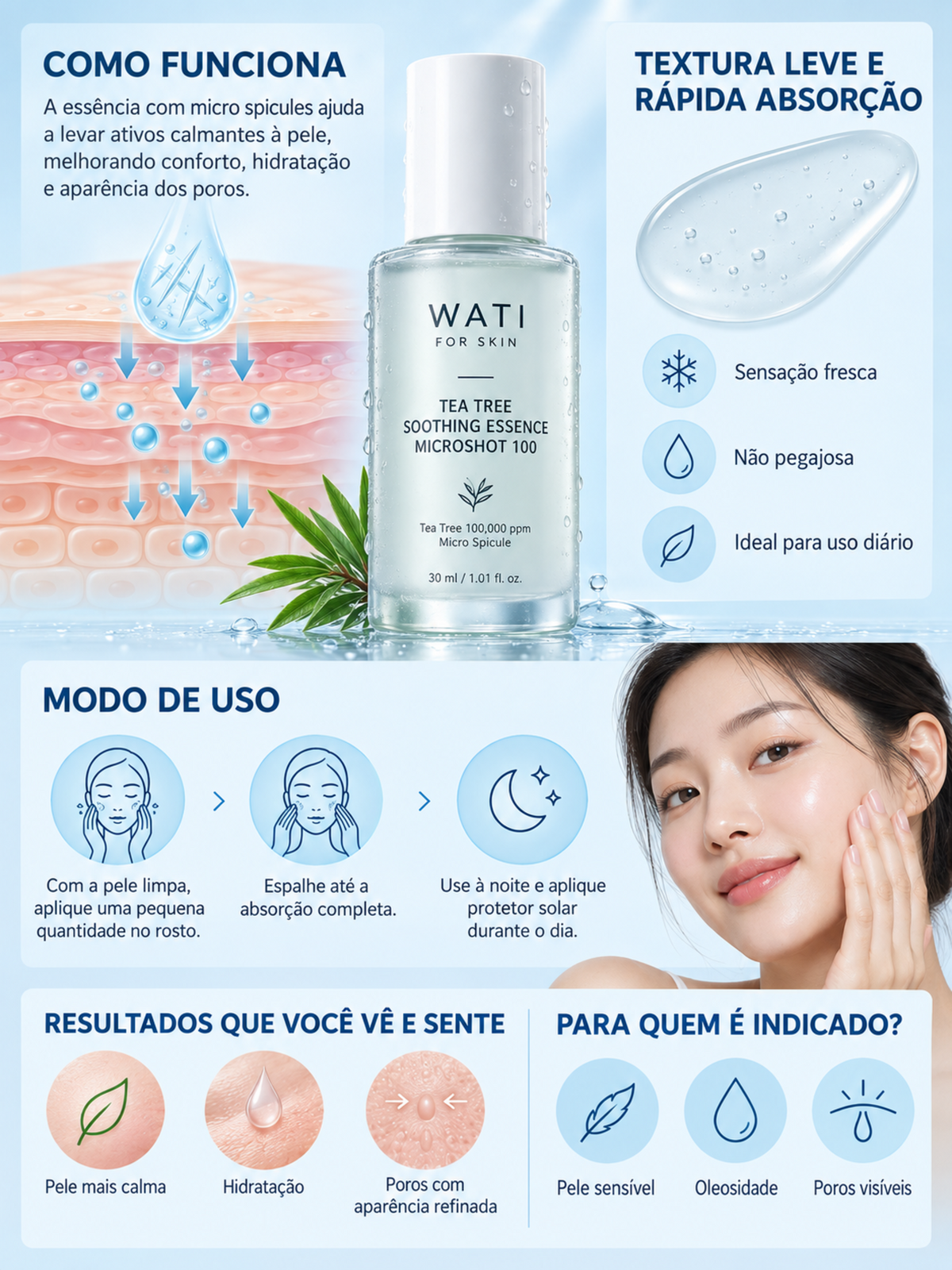WATI FOR SKIN Tea Tree Soothing Essence Micro Spicule 100 30ml