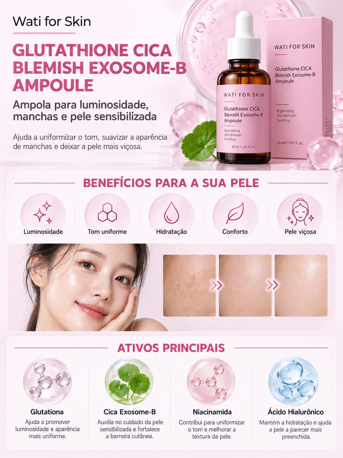 WATI FOR SKIN Glutathione CICA Blemish Exosome-B Ampoule 30ml