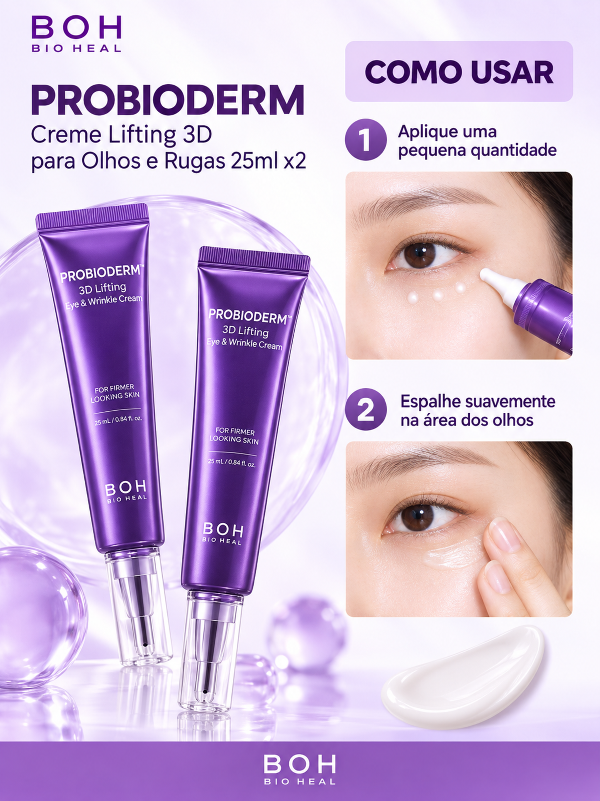 Bioheal BOH Probioderm Creme Lifting 3D para Olhos e Rugas 25ml x2