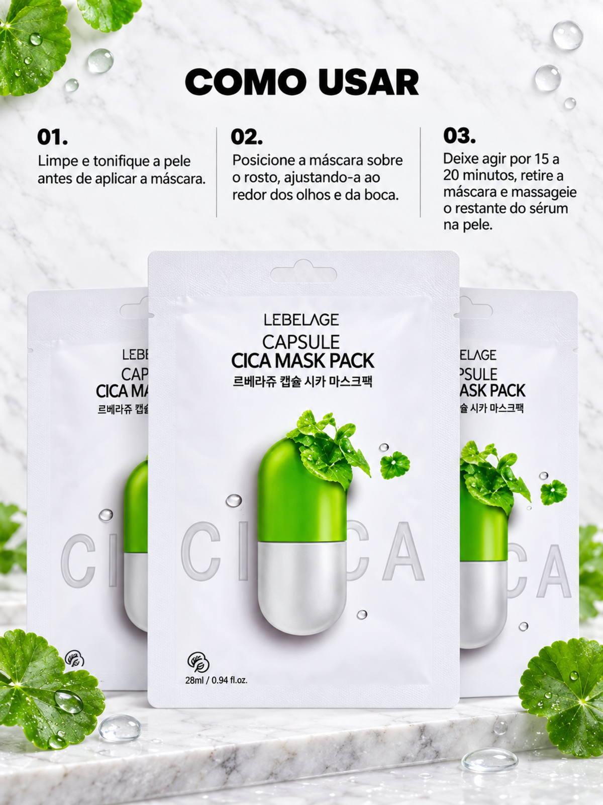 Lebelage Máscara Premium De Hidratação De Cápsula De CICA 28ml